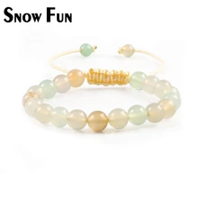 Весело снег 8 мм Многоцветный Халцедон Бусины тканые веревку браслет для партии Обувь для девочек