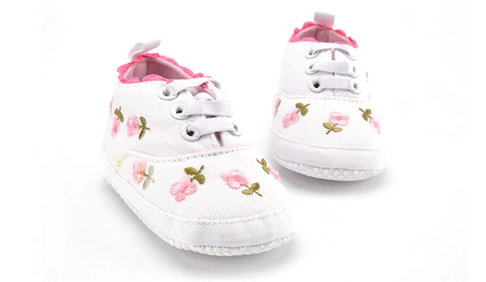 Baby Girl Shoes White Lace Floral Embroidered Soft Shoes Prewalker Walking Toddler Kids Shoes First Walker free shipping