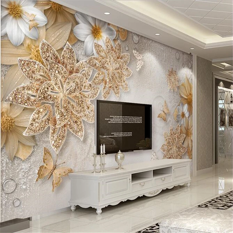 Beibehang weiß daisy blumen schmetterling papel de parede 3d tapeten ... Beibehang weiß daisy blumen schmetterling papel de parede 3d tapeten ...