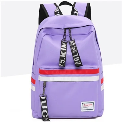 Casual Nylon Backpack Women School Bag For Teens Girls Student Laptop Backpack Travel Bagpack Large Capacity Mochila Mujer - Цвет: Лаванда