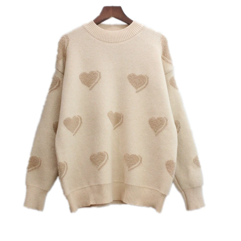H.SA Women Harajuku Pullover and Sweaters 2019 Sprig New Sweert Heart Yellow Pink Pull Jumpers Korean Kninweat Casual Tops Femme | Женская