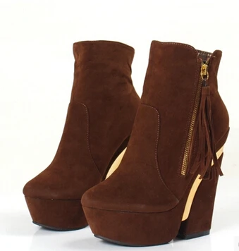 Mujeres tobillo plataformas Botas de moda borla marrón tacones cuadrados Botas  para Mujer de invierno de talla grande obra de Botas de tacón alto Botas  Mujer 2015|boot riding|heels 1heel types - AliExpress
