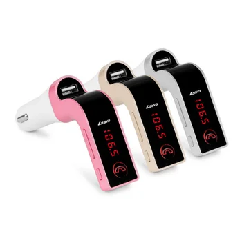 

by DHL/Fedex 100pcs HandsFree Wireless Bluetooth FM Transmitter G7 + AUX Modulator Car Kit MP3 Player SD USB red led