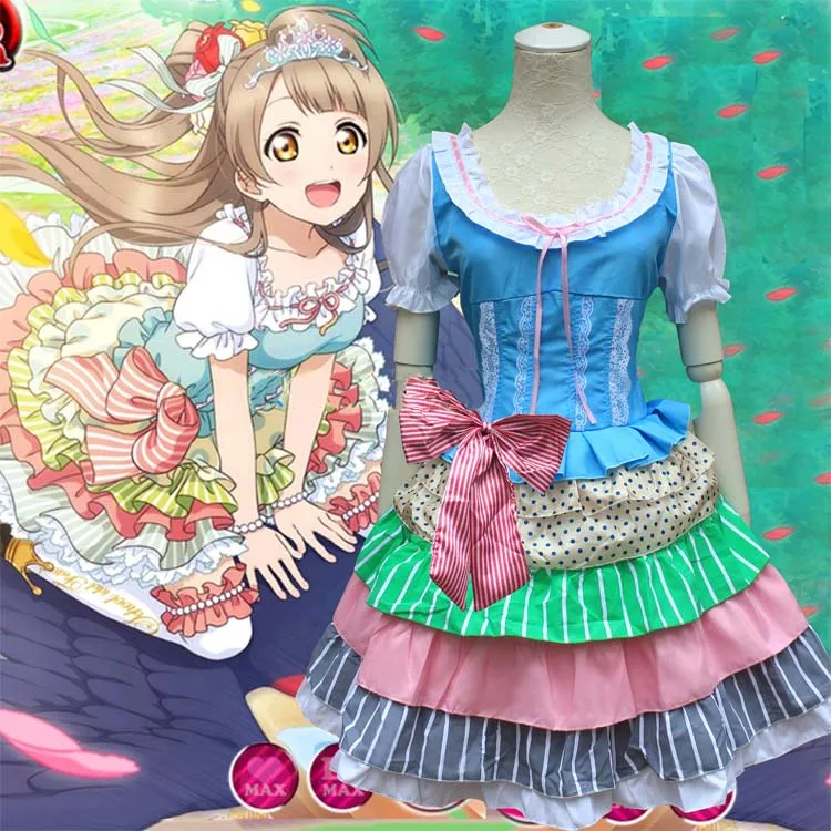 

Anime Cosplay Lovelive Cosplay Rin Hoshizora Costume Cute Girls Halloween Dress Onesize Coffee Shop Princess Layered Dress