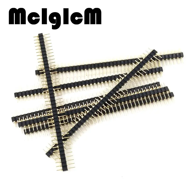 200pcs/lot Gold Plated 2.54mm pin headersingle row male2.54 breakable pin header connector strip2.54mm 40 round pin