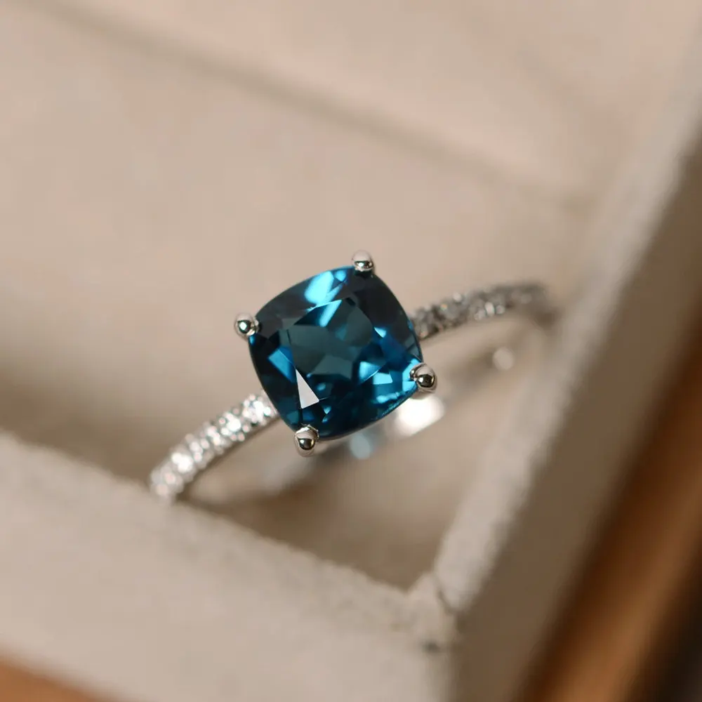 Kristi Tina, модное дизайнерское кольцо, большие квадратные небесные кольца с синим камнем для женщин, ювелирные изделия, свадебный подарок на помолвку, роскошный инкрустированный камень Ri