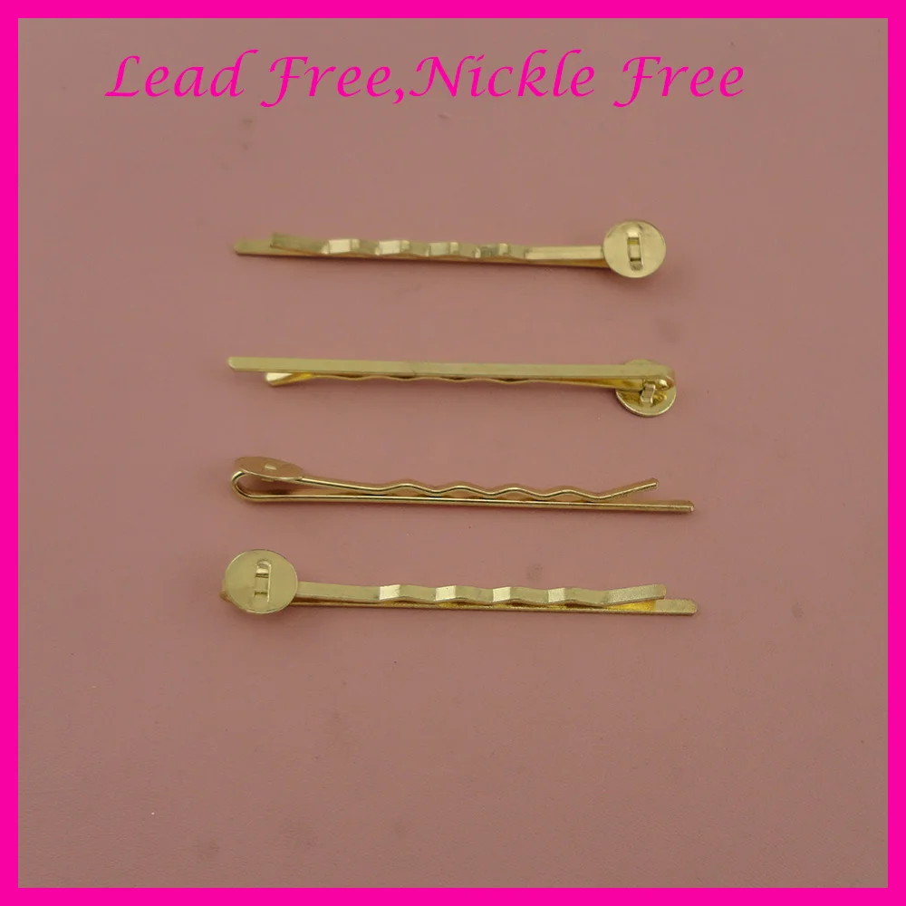 

50PCS 2.0mm*5.5cm Plain Metal Bobby Pin slide hair barrettes with 8mm gluing pads at nickle free and lead free,Bargain for Bulk