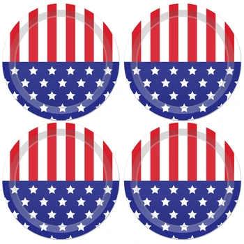 

24pcs 9inch July 4th Party Favors American Flag Design Disposable Plates Tableware United State National Day Party Decorations