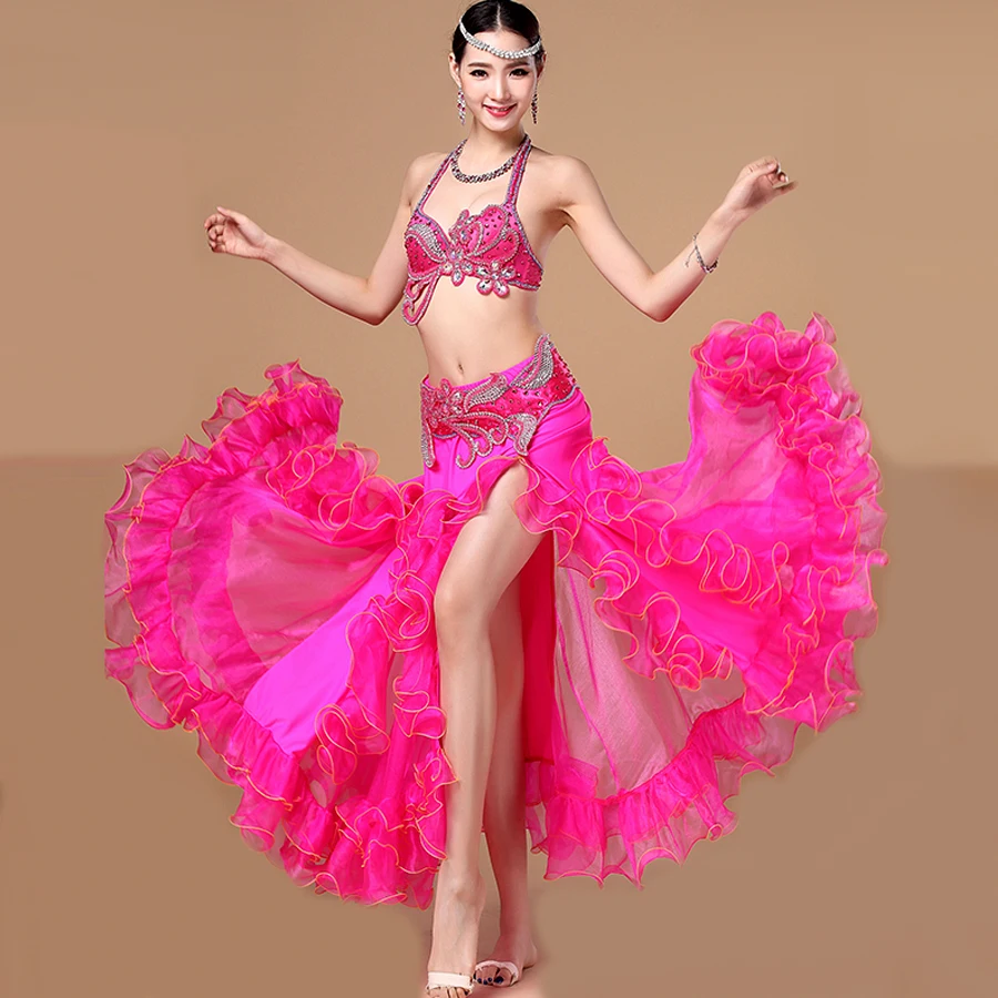 Original Women Belly Dance Costume White Red Rose Skirt+Bra Set Ladies Professional Perform Indian Vintage Feminine Suits Q3042 Original Women Belly Dance Costume White Red Rose Skirt+Bra Set Ladies Professional Perform Indian Vintage Feminine Suits Q3042