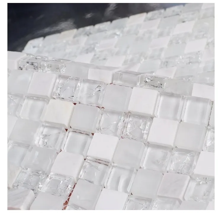 Мозаика из прозрачного стекла для ванной комнаты белого камня|mosaic stone tile|stone