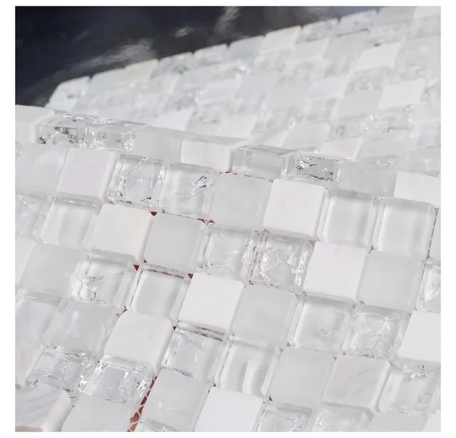 White Stone Mixed Ice Le Clear Gl Mosaic Bathroom White Stone Mixed Ice Le Clear Gl Mosaic Bathroom Tiles Kithcen Backsplash