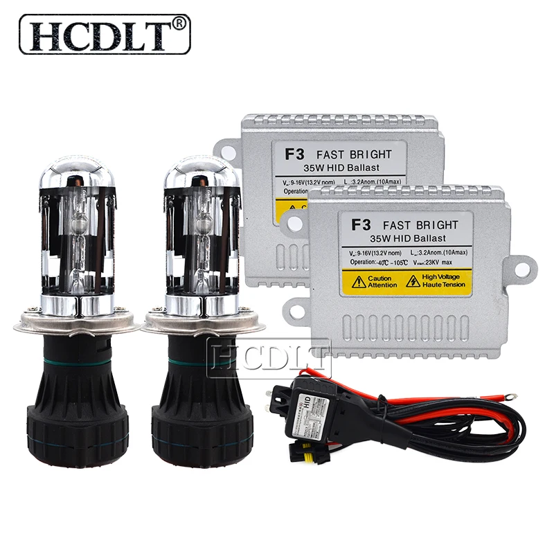 HCDLT 1 Set Original Cnlight H4 HID Conversion Kit Xenon H4-3 Bixenon HID Headlight Bulb 6000K 5000K 4300K Car Light Ballast Kit (2)