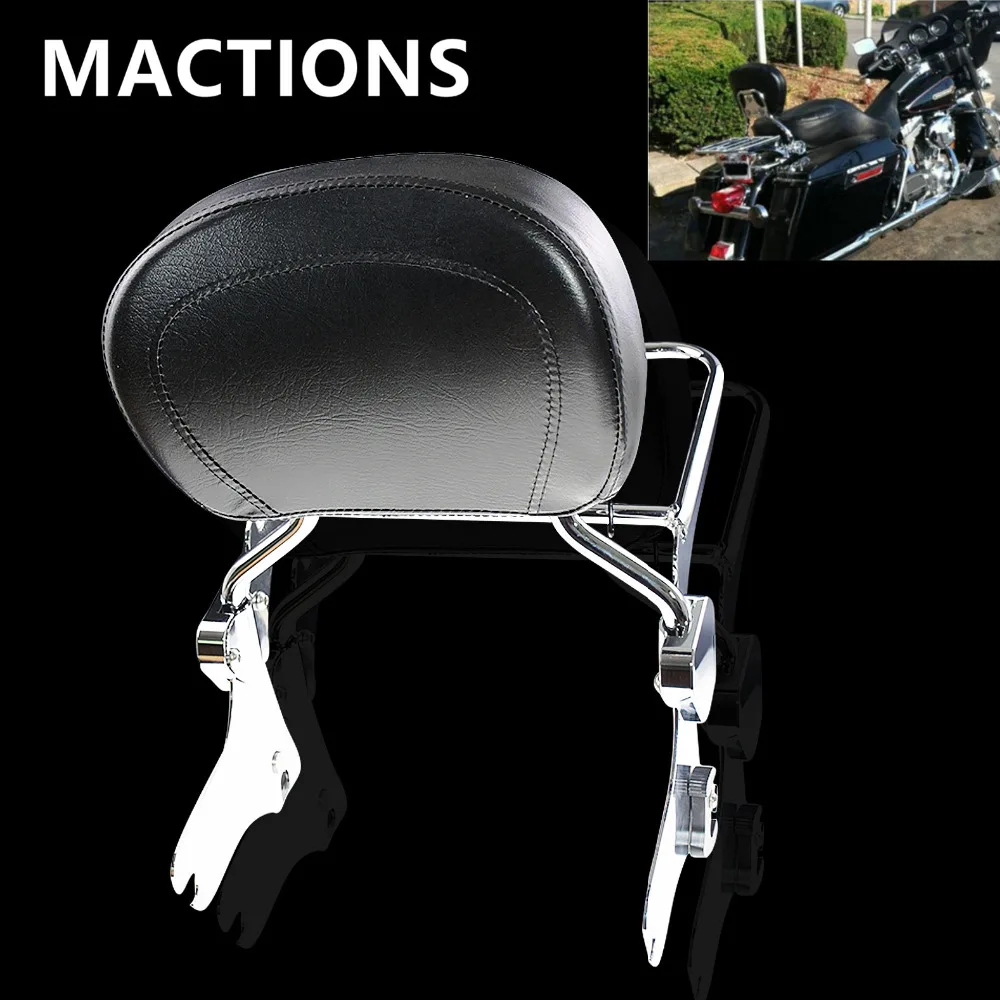 

Motorcycle Chrome Backrest Sissy Bar+Luggage Rack Aluminum Metal For Road King FLHT FLHX And FLTR Models
