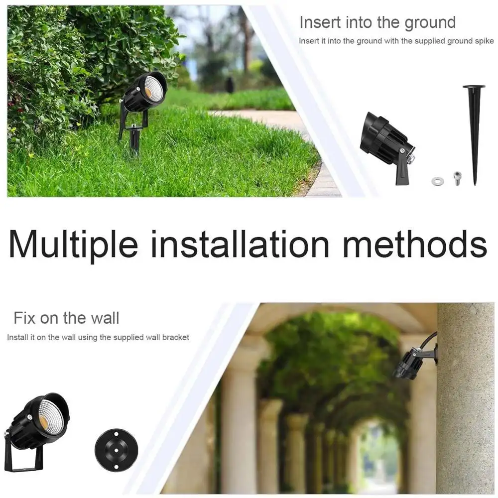 Ceny Nowy 10W światła ogrodowe wodoodporne LED reflektory ogrodowe RGB COB Chip trawnik zewnętrzny Patio ścieżka Spotlight AC85 265V AC DC12