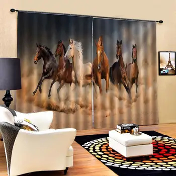

2Pcs/Set horse curtains window curtains for living room bedroom blackout curtains