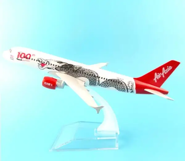 

NEW 16cm Asian Air Asia Plane Model Airbus 320 A320 100th Dragon Airlines Alloy Airplane Model w Stand Kids Gift Collections