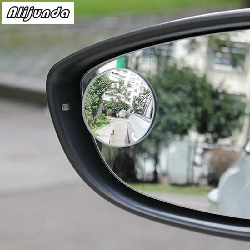 2pcs 360 degree frameless small round mirror rear view blind spot glass