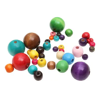 

200PC Mix Colour Wooden Beads Children DIY Handmade Materials Jewelry Necklace Sewing Craft Accessory Supplie Clothing Buttons