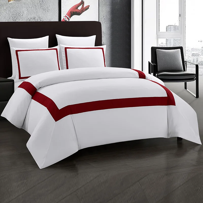 Yimeis Комплект постельного белья, геометрический Комплект постельного белья, стеганое постельное белье, роскошная двуспальная кровать BE45005 - Цвет: Бургундия