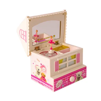 

Pink House Dancing Ballerina Music Box Multifunctional Plastic Jewellery Box Mechanism Gift Creative Children'S Gifts Home Decor