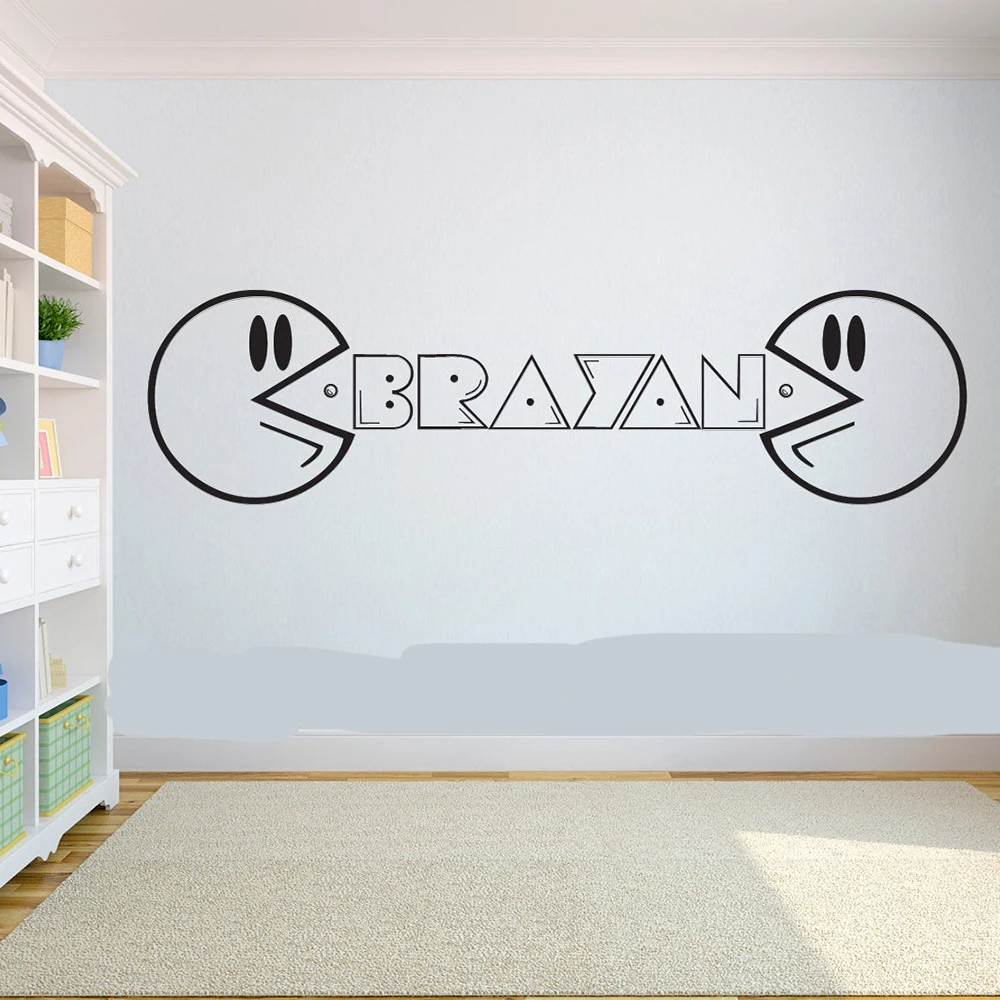

Gamer Personalised wall Sticker Xbox Play Station Video Games Gamer Pac Man vinyl wall decal Boys Room decoration G911