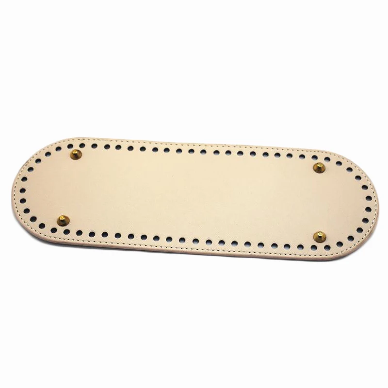 

30x10cm Bag Bottom Oval Leather Bottoms with Holes Bag Accessories DIY Part PU Glossy for Handbag Crossbody Messenger Bags Beige