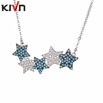 

KIVN Fashion Jewelry Sparkling Multiple Stars Pave CZ Cubic Zirconia Bridal Wedding Pendant Necklaces for Women Birthday Gifts