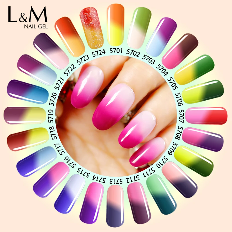 6 pcs Temperature Change Gel New Arrival UV Led Changing Color Gel Polish Nail Soak Off
