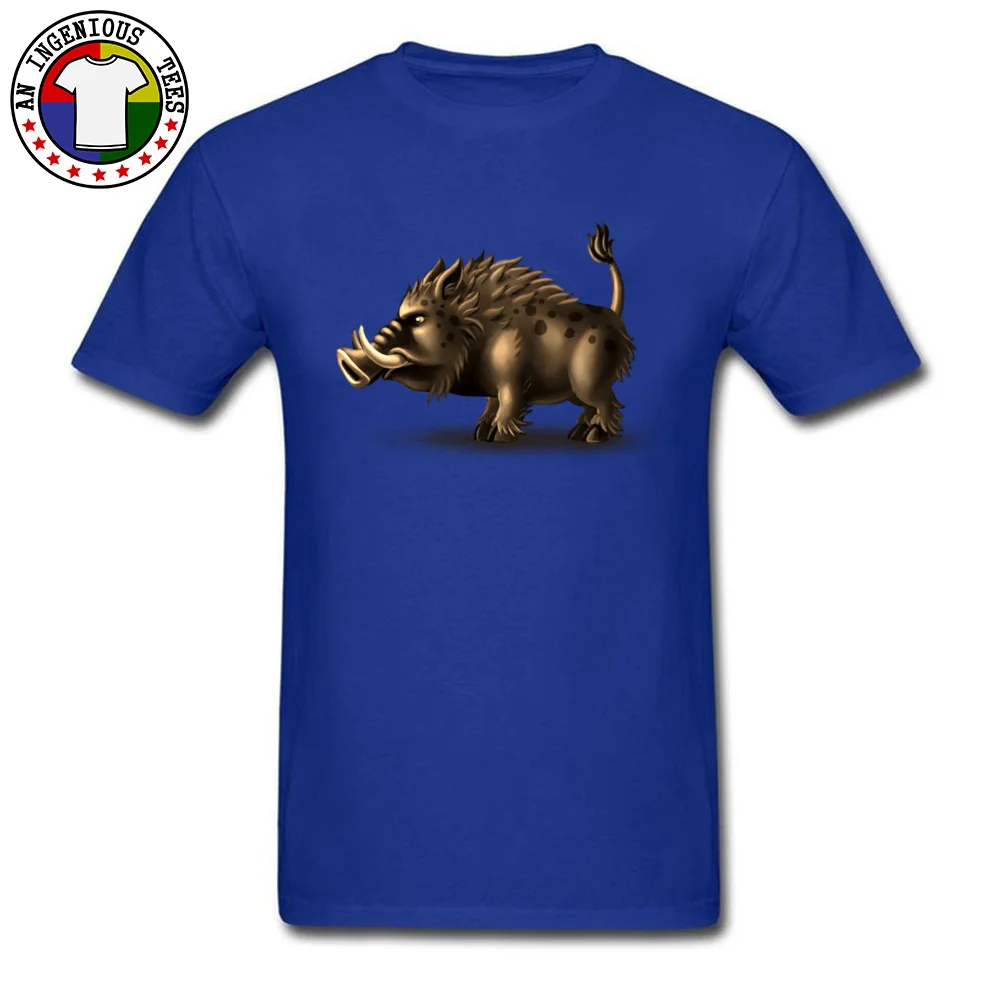 Cotton Fabric Mens Short Sleeve Animal Boar T-shirts Print Tops Shirts On Sale Normal Crewneck Tee Shirt Top Quality Animal Boar blue