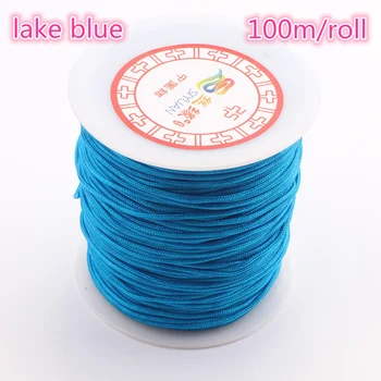 

100M/Roll 0.8mm Lake blue Nylon Cord Thread Chinese Knot Macrame Cord Bracelet Braided String DIY Tassels Beading Thread