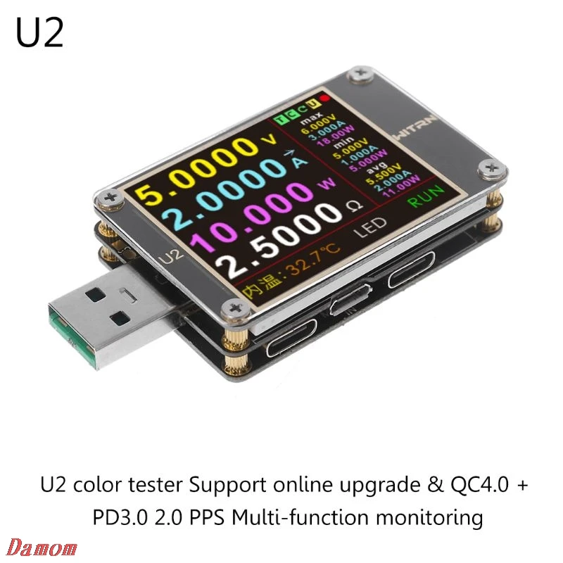 USB Tester Voltage Current Meter QC4+ PD3.0 2.0 PPS Quick Charging Protocol Capacity DC meter Support Online Grade USB Tester Voltage Current Meter QC4+ PD3.0 2.0 PPS Quick Charging Protocol Capacity DC meter Support Online Grade