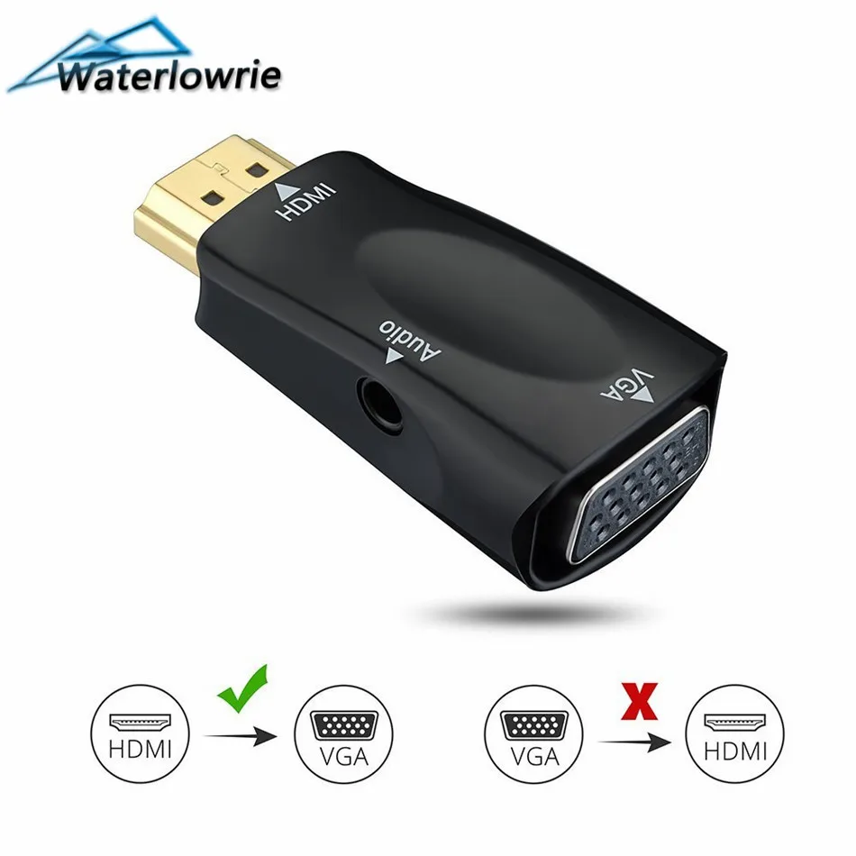 Waterlowrie HDMI To VGA Adapter Converter Cable With Audio Cable