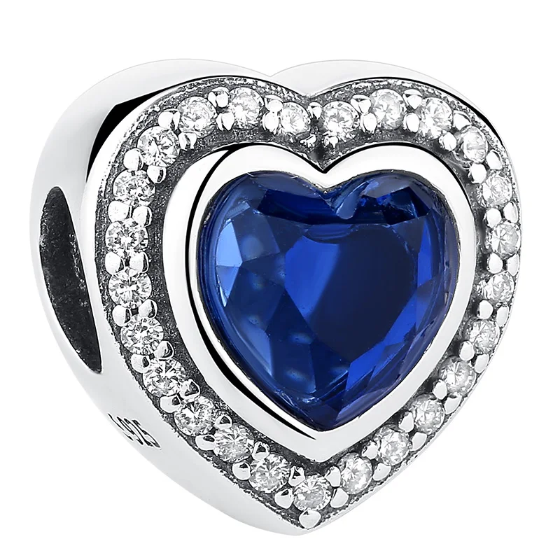 925 пробы, серебряные, синие кристаллические очаровательные бусины, подходят к оригинальному браслету Pandora, ожерелье, подлинные модные ювелирные изделия, снежный цветок - Цвет: PY1738