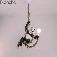 Винтажная полимерная подвеска панды светильник s Лофт промышленный кухонный светильник закрепленный пеньковой веревкой подвесной светильник для ресторана домашний Декор Светильник