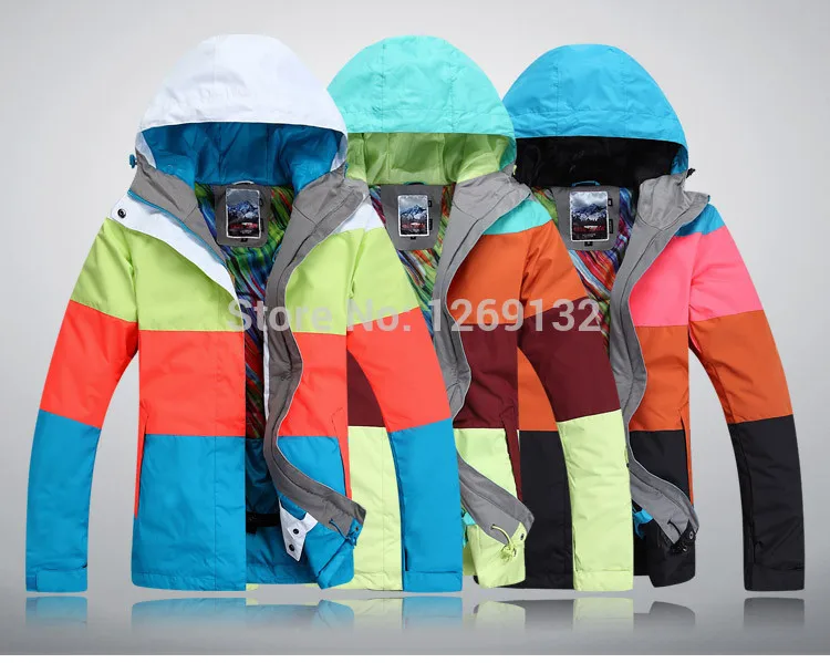 

2017 womens skiing jacket mixed colors snowboard jacket ladies ski jacket snow parka skiwear waterproof breathable warm