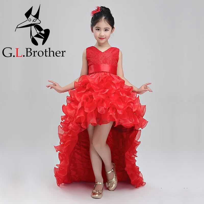 

Flower Girl Dresses Tailing Girls 2017 Summer Dress Sleeveless Princess Wedding Tutu Clothes Party Birthday Dress Big Bow LJ05