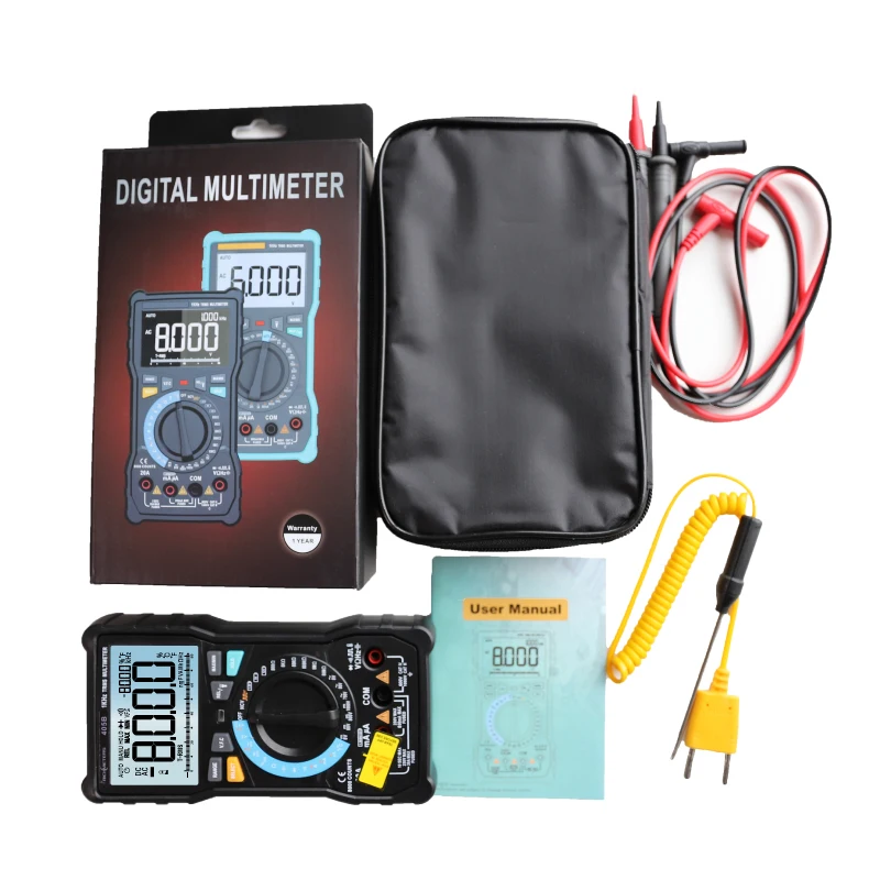 Goede RM405B 20A Grote Digitale Multimeter 8000 Counts Black Screen NCV AC DC Spanning Stroom Ohm Temperatuur