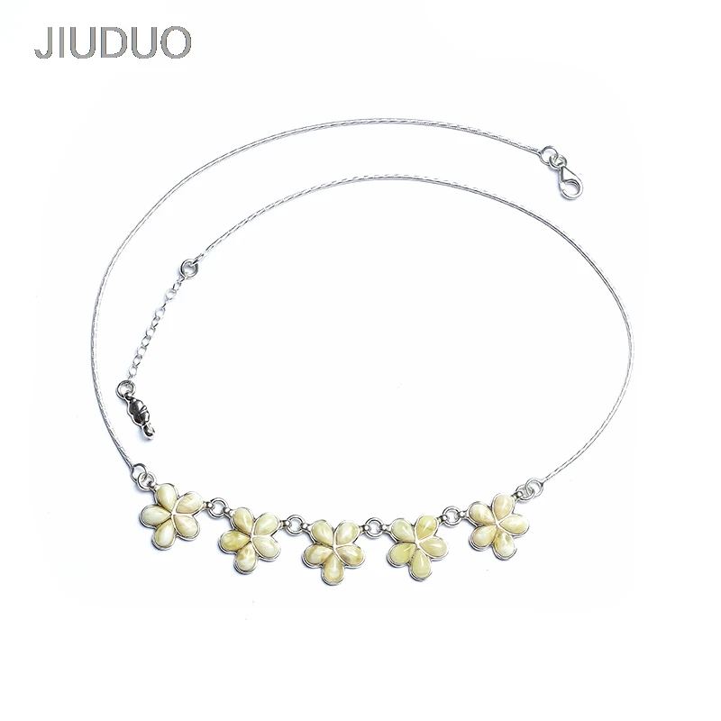 

JIUDUO 925 sterling silver necklace pendant fashion women's amber necklace for a variety of high-end dance occasions