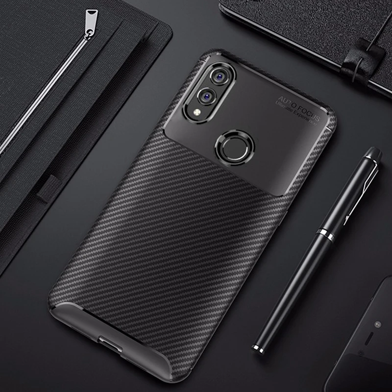 

For Honor 10 lite Case Carbon Fiber Cover 360 Shockproof Silicon Phone Case on for Huawei P Smart 2019/Honor10 Lite Cover Bumper