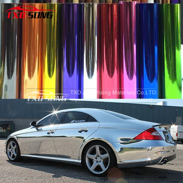 Blue/gold/silver Chrome Mirror Car Wrap Vinyl Film Glossy Self