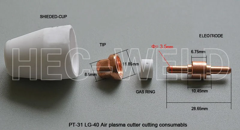 PT31 LG40 Air Plasma Cutter Ferramenta Consuma Straight Machine Torch consumables Standard 30PCS