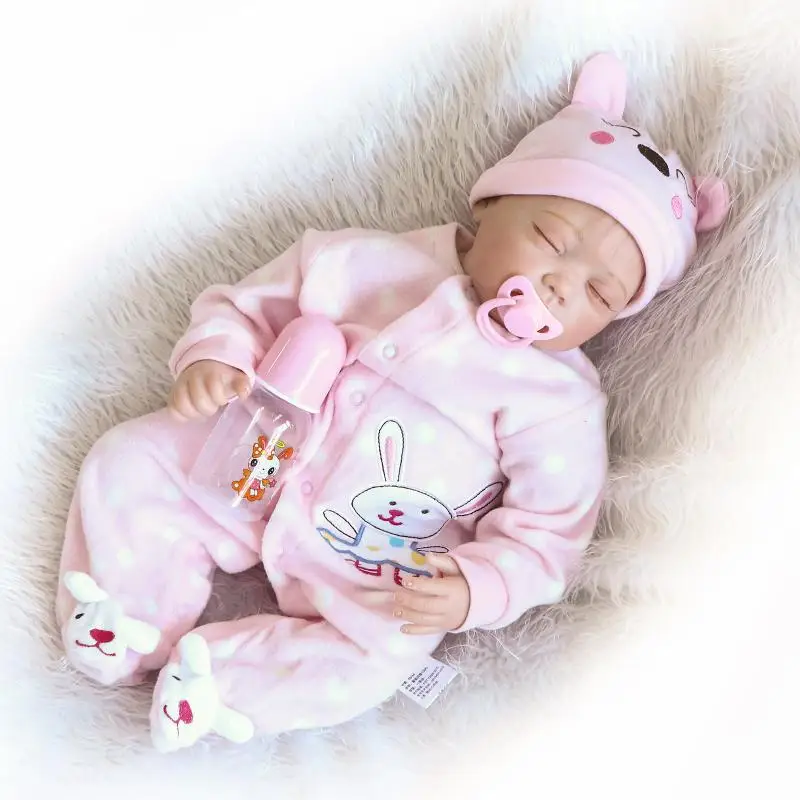 16" Reborn Baby Dolls Handmade Newborn Lifelike Vinyl Silicone Sleeping Girl Toy 