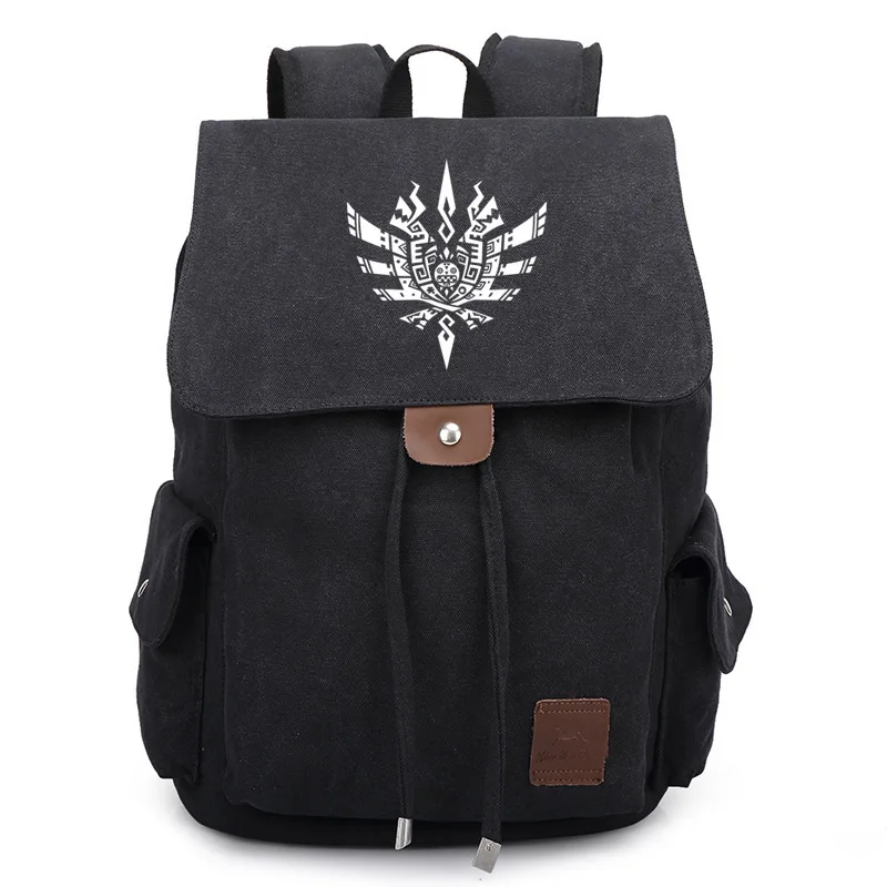 

New Monster Hunter Canvas Backpack Anime Game School Bag Bookbag Satchel Rucksack Boy Girl Shoulder Travel Laptop Bags Gift