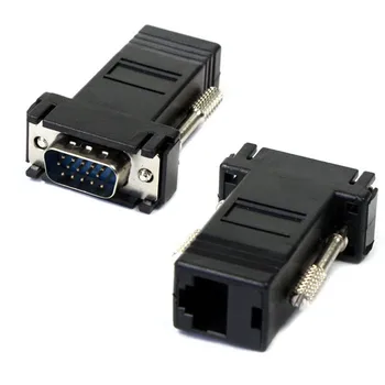 

Reliable High Quality 1pc New VGA Extender Male To Lan Cat5 Cat5e RJ45 Ethernet Female Adapter