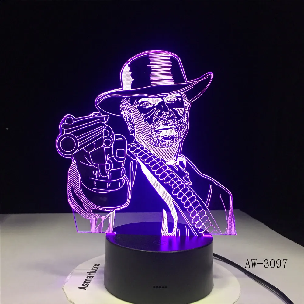  Red Dead Redemption 2 3D Table Lamp Kids Adult LED Colorful Touch Lamp Bedroom Remote Control Night - 32997266404