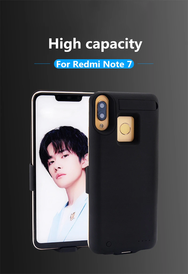 

2019 Power Bank Pack Charge Cover for Xiaomi Redmi Note 7 Battery Charger Cases for Redmi Note 7 Power Charging Case