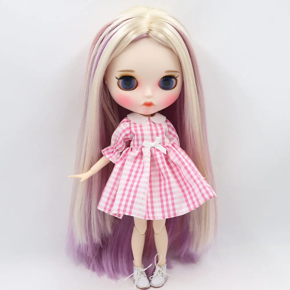Ледяная кукла DBS Blyth для No.BL6025/2137/6122 блонд микс фиолетовый и розовый волосы резные