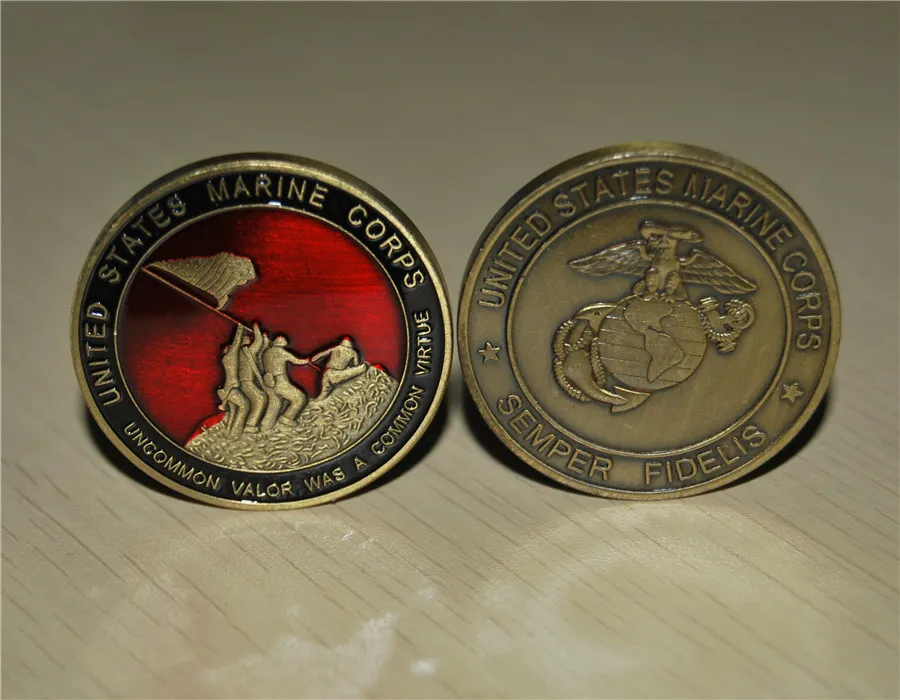 

US Marine Corps-Uncommon Valor was a Common Virtue Challenge coins, USMC Semper Fidelis Challenge Coin, free shipping 30pcs/lot