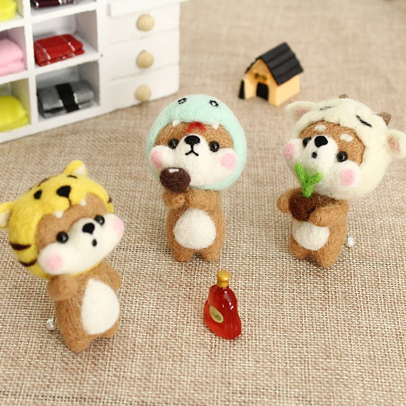 Non-Finished Felt Kit Handmade Animal Dragon Sheep Tiger Rabbit Mouse Doll Wool Felt Craft Needle Kit DIY at Home Giftkids needle felting kit wool felting kit