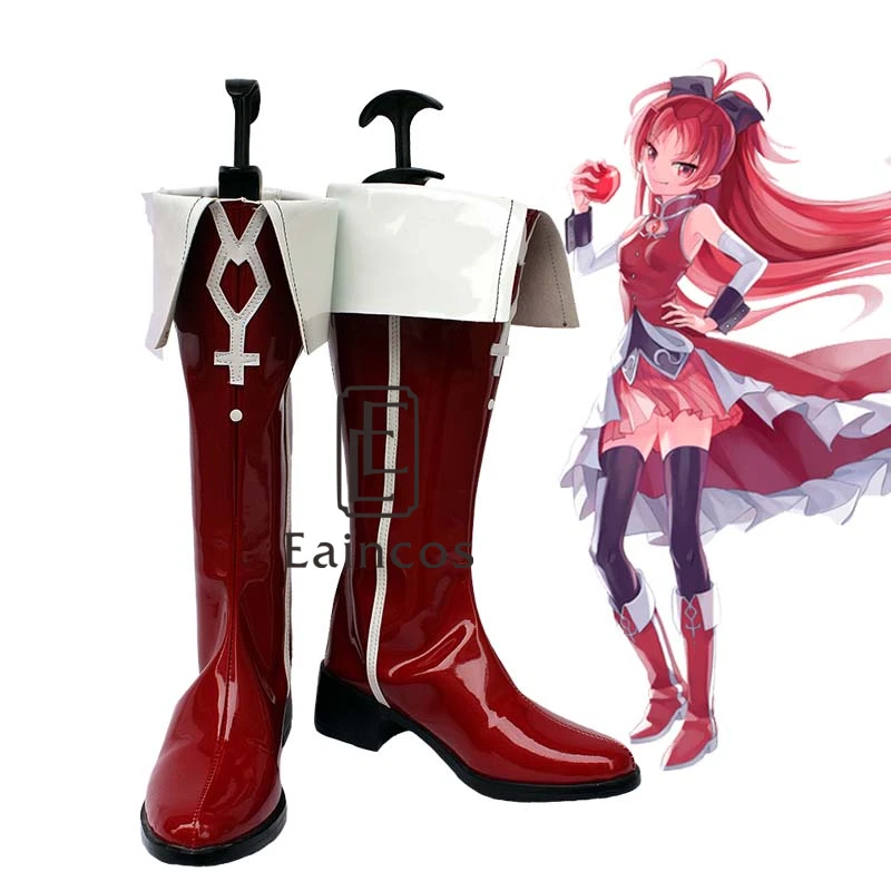 font b Anime b font Puella Magi Madoka Magica Sakura Kyoko Red Boots font b